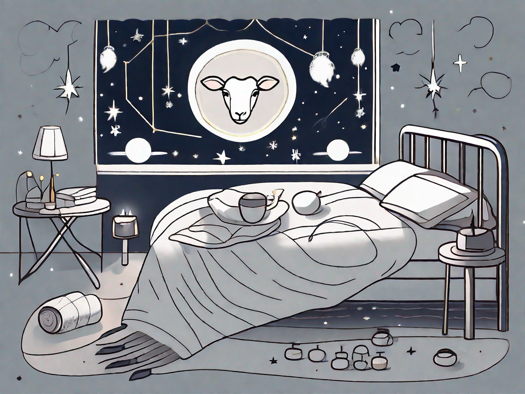 A bed with a moon and stars in the background