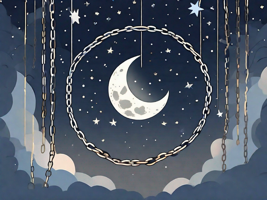 A serene night sky with a peaceful moon and stars