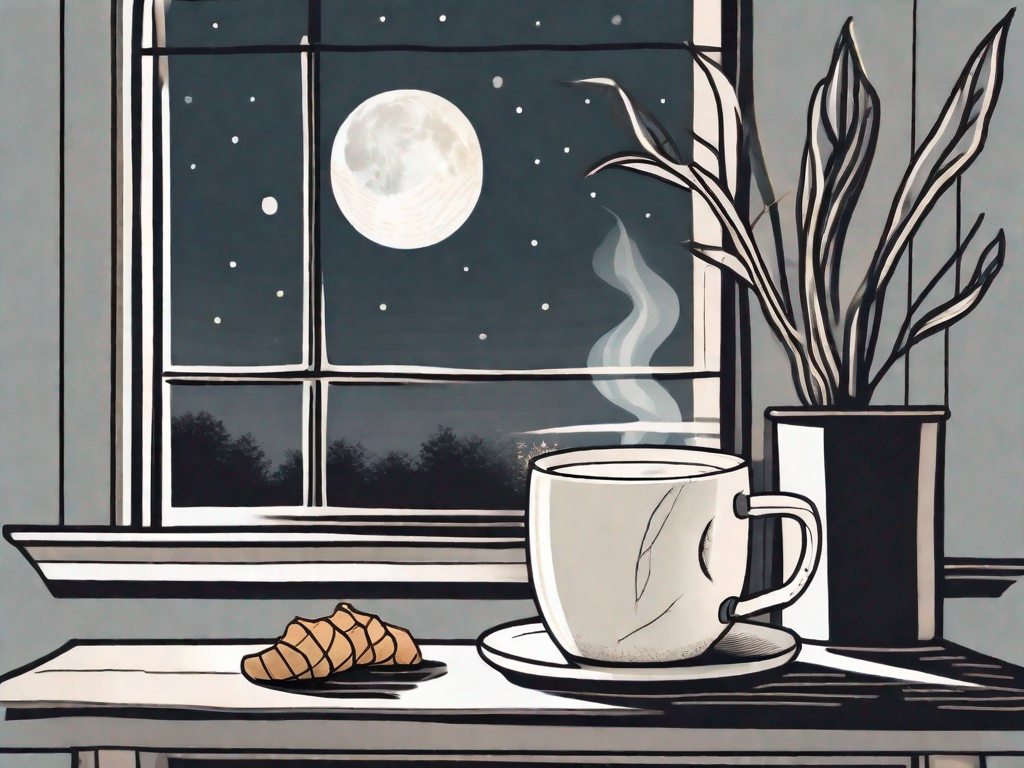 A steaming mug of ginger tea placed on a nightstand