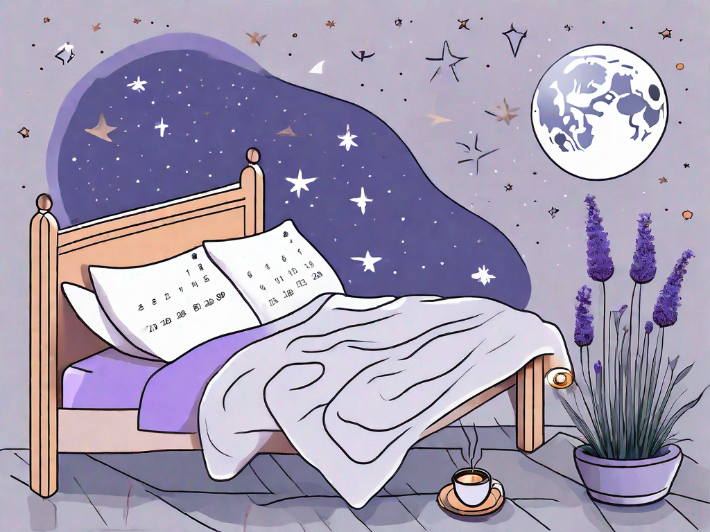 A bed with a moon and stars in the background