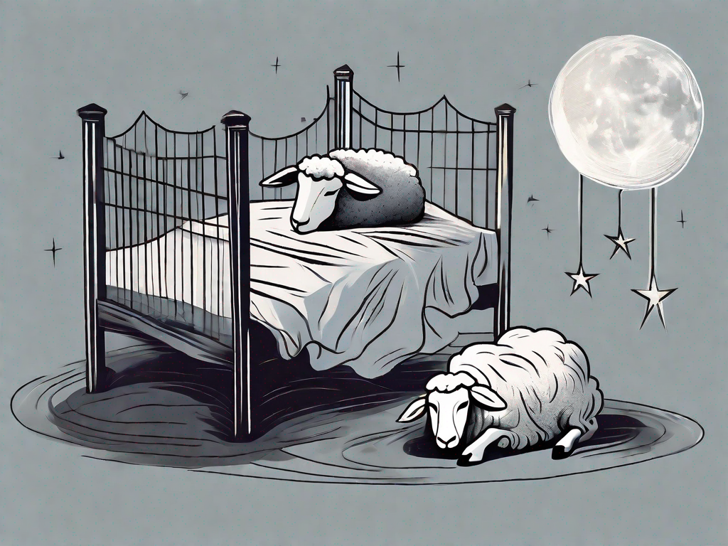 A restless bed with crumpled sheets and a nightstand with a dimly lit lamp and a clock showing midnight