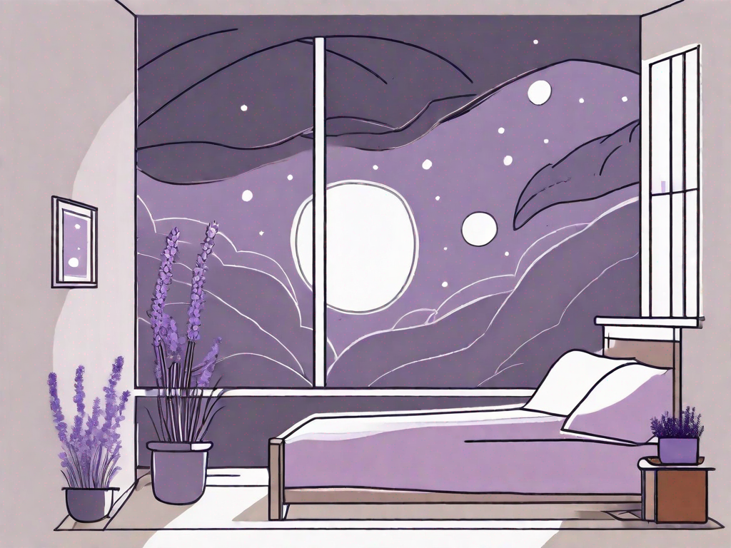 A peaceful bedroom with a moonlit window