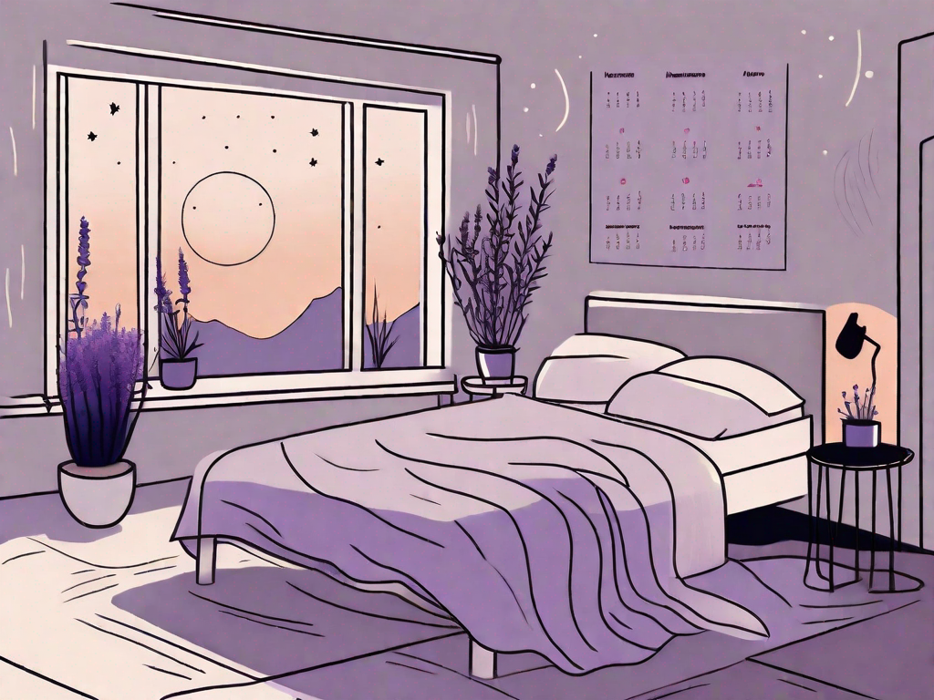 A moonlit bedroom scene with a calendar showing a menstrual cycle