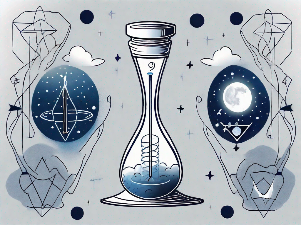 A night sky with a broken hourglass symbolizing insomnia